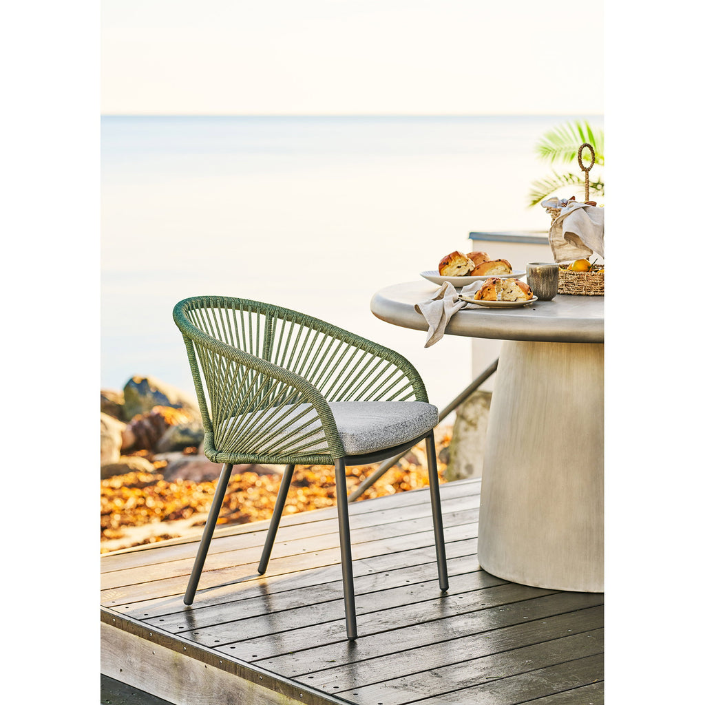 Scaun de dining, aluminiu, verde, gri, include pernă