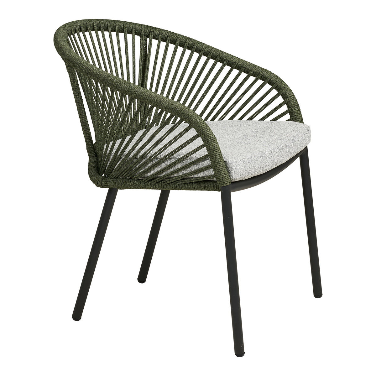 Scaun de dining, aluminiu, verde, gri, include pernă