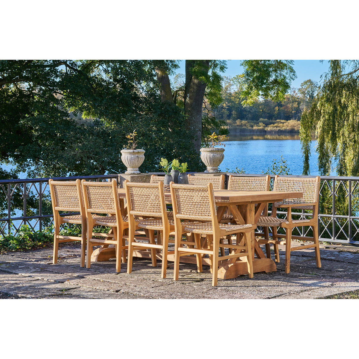 Masă de dining, tec, natur, 100x240x75 cm