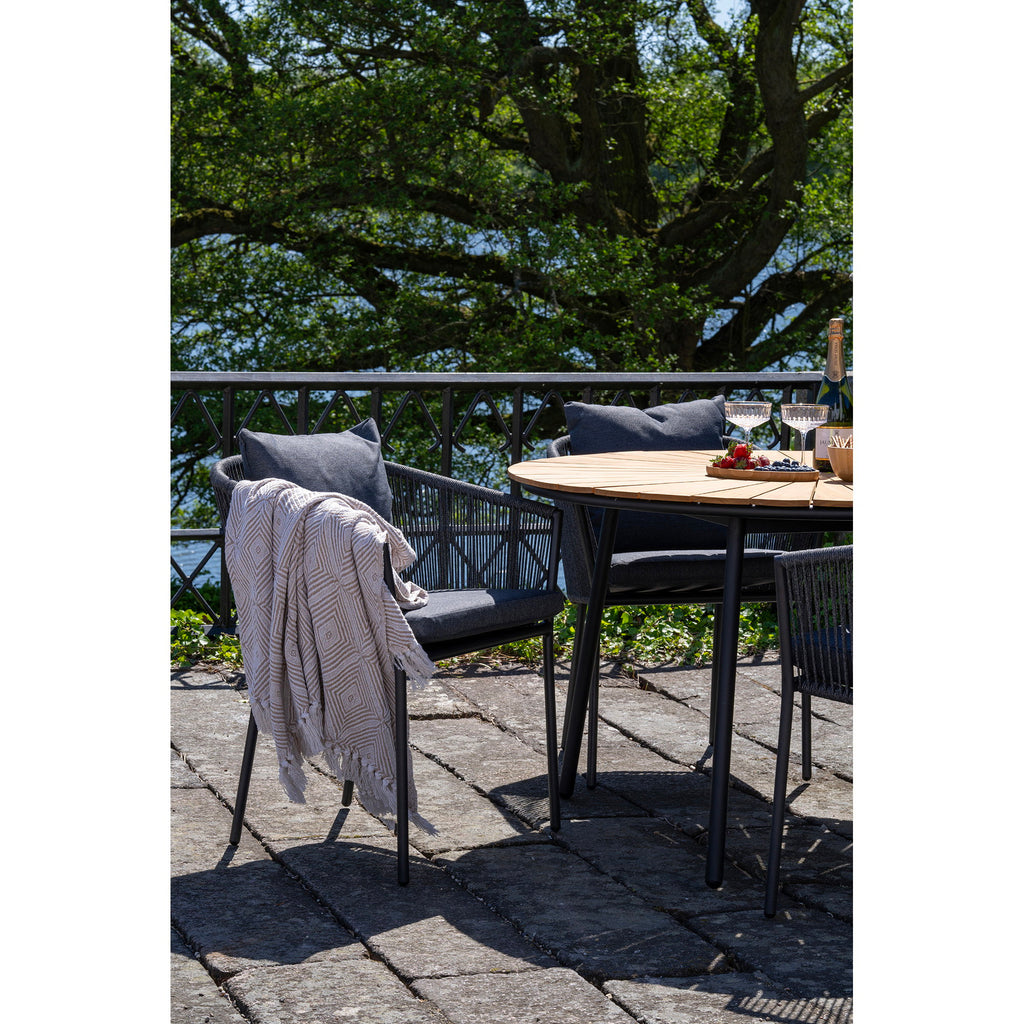 Scaun de dining, aluminiu/poliester, gri închis, include pernă
