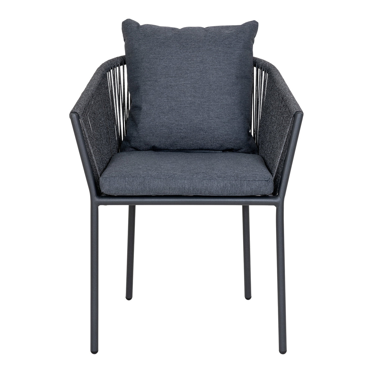 Scaun de dining, aluminiu/poliester, gri închis, include pernă