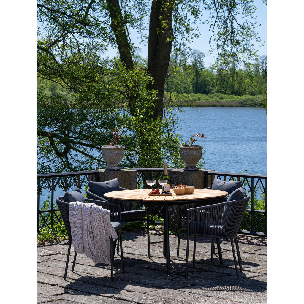 Scaun de dining, aluminiu/poliester, gri închis, include pernă
