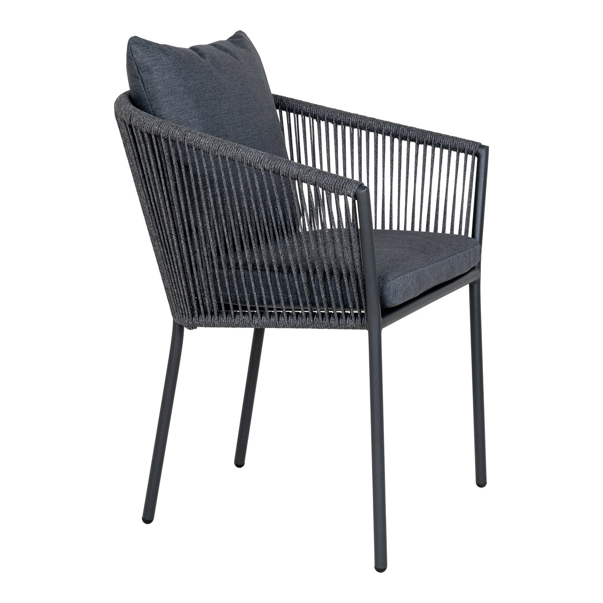 Scaun de dining, aluminiu/poliester, gri închis, include pernă