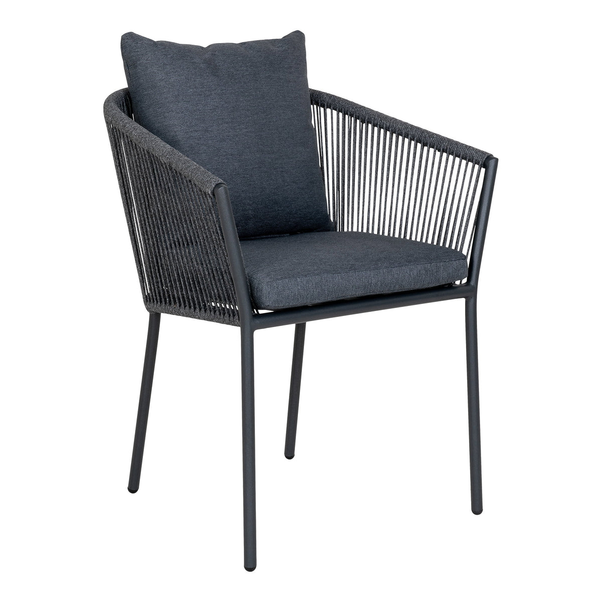 Scaun de dining, aluminiu/poliester, gri închis, include pernă