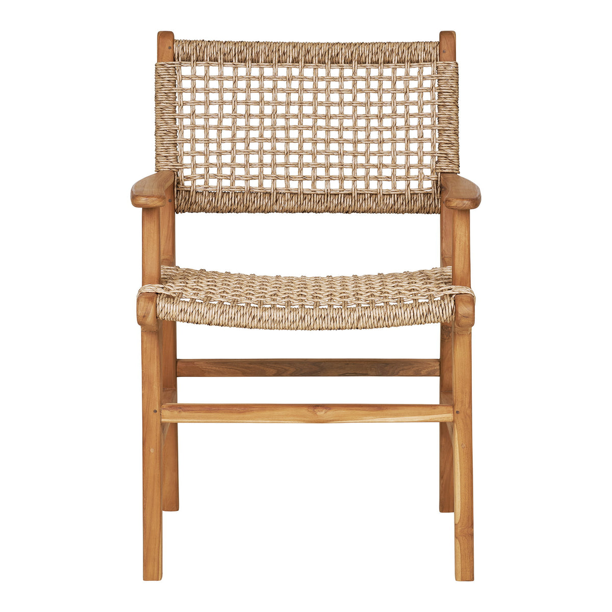 Scaun de dining cu cotiere, tec, natur