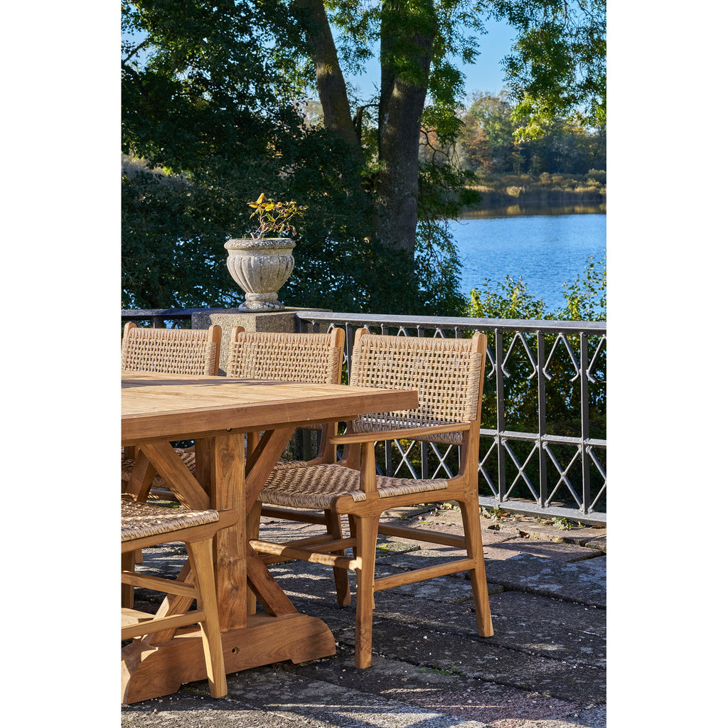 Scaun de dining cu cotiere, tec, natur