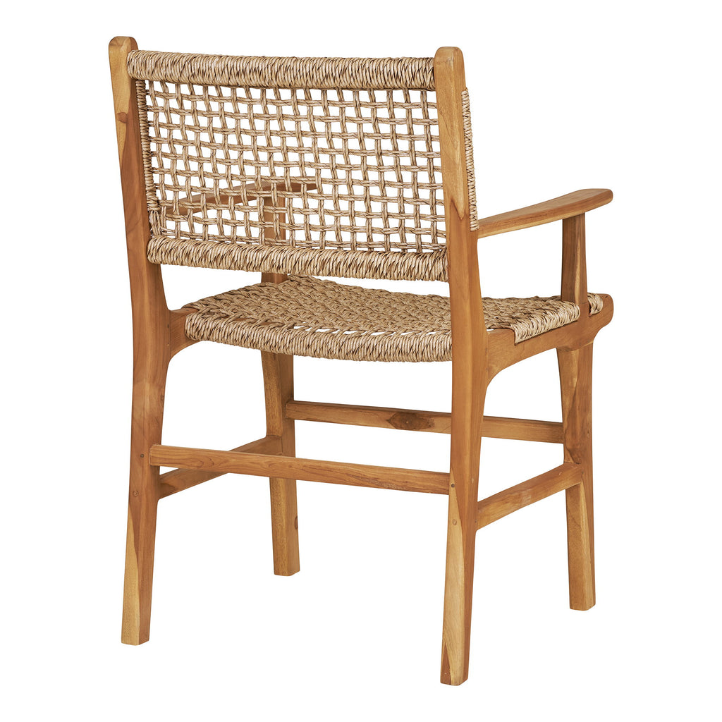 Scaun de dining cu cotiere, tec, natur