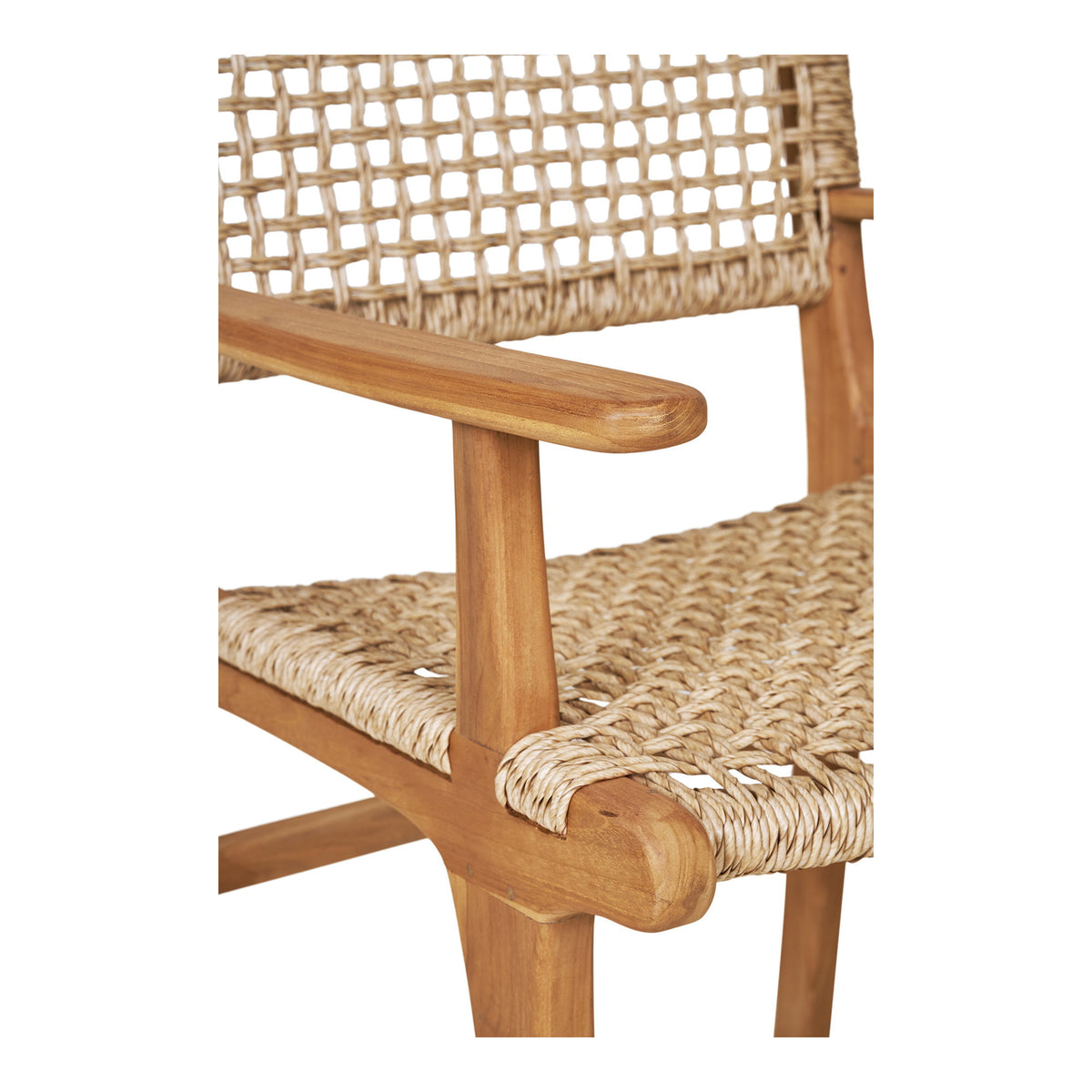 Scaun de dining cu cotiere, tec, natur