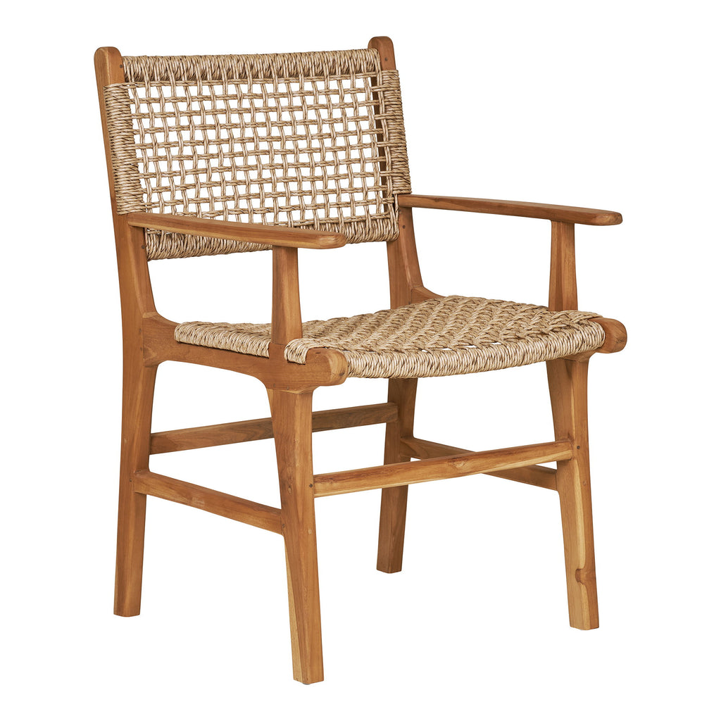 Scaun de dining cu cotiere, tec, natur