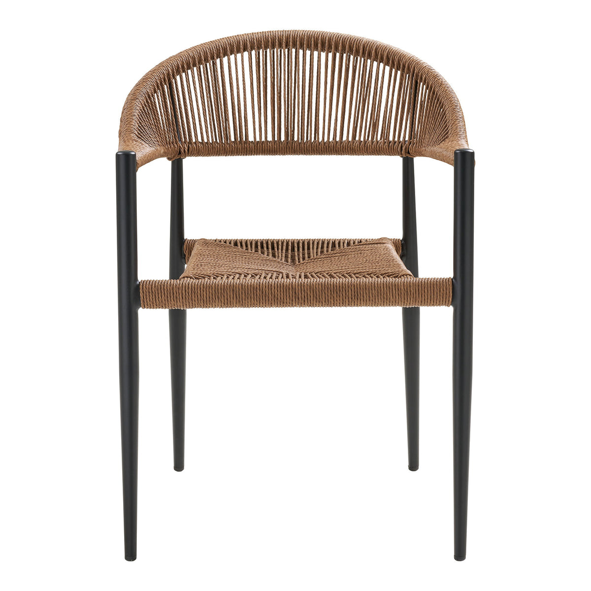 Scaun de dining, aluminiu/ratan sintetic PE, natur, cadru negru