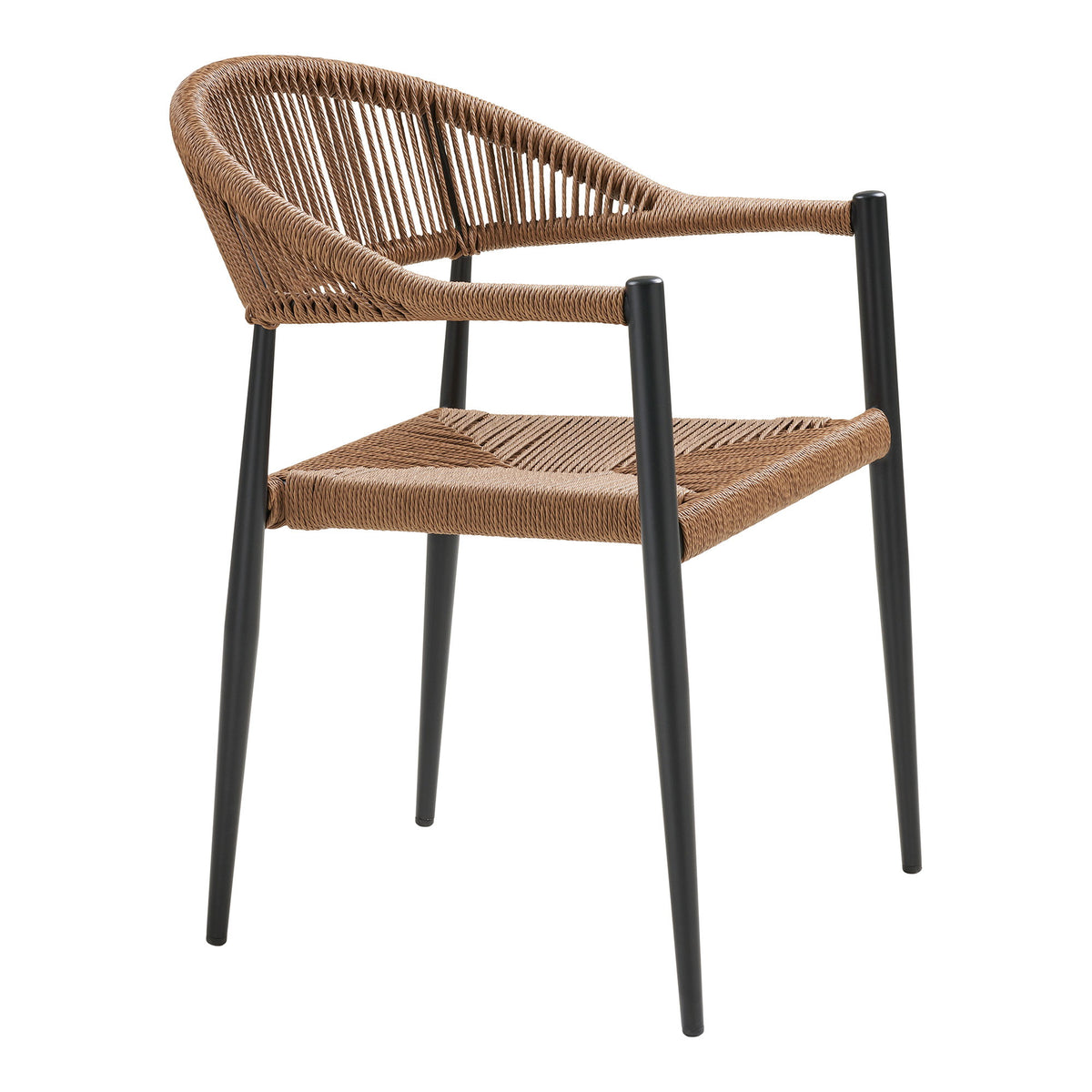 Scaun de dining, aluminiu/ratan sintetic PE, natur, cadru negru