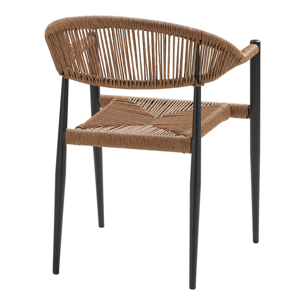 Scaun de dining, aluminiu/ratan sintetic PE, natur, cadru negru