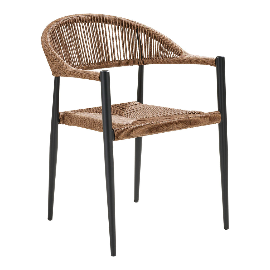 Scaun de dining, aluminiu/ratan sintetic PE, natur, cadru negru