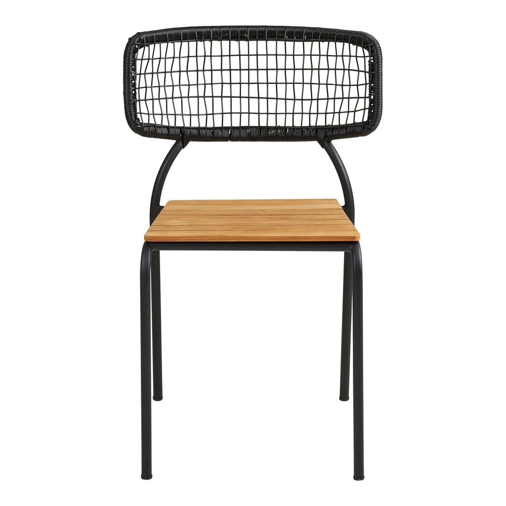 Scaun de dining, tec/poliratan, negru/natur, picioare negre