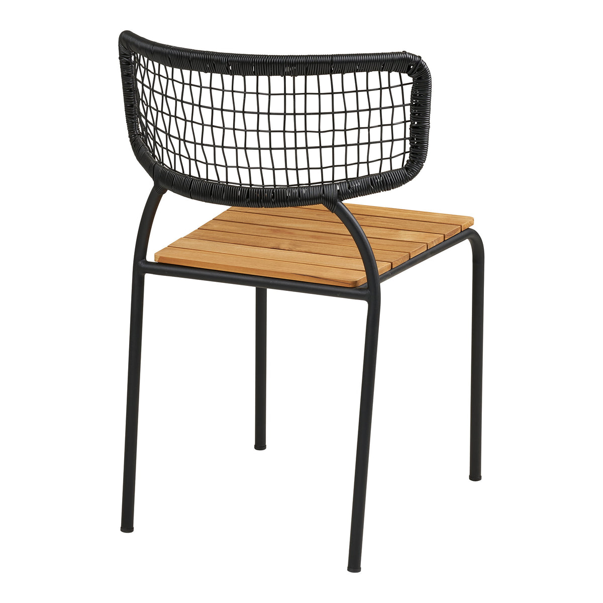 Scaun de dining, tec/poliratan, negru/natur, picioare negre