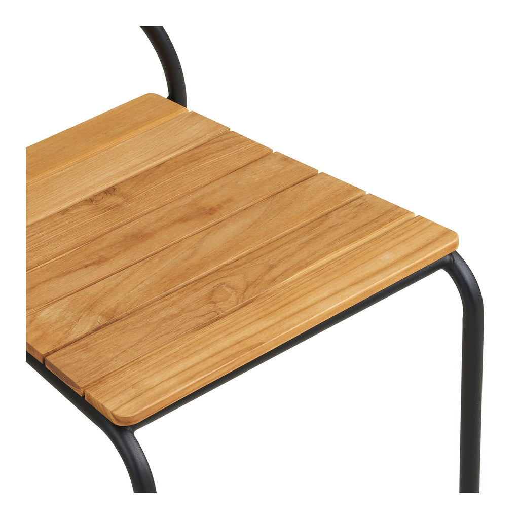 Scaun de dining, tec/poliratan, negru/natur, picioare negre