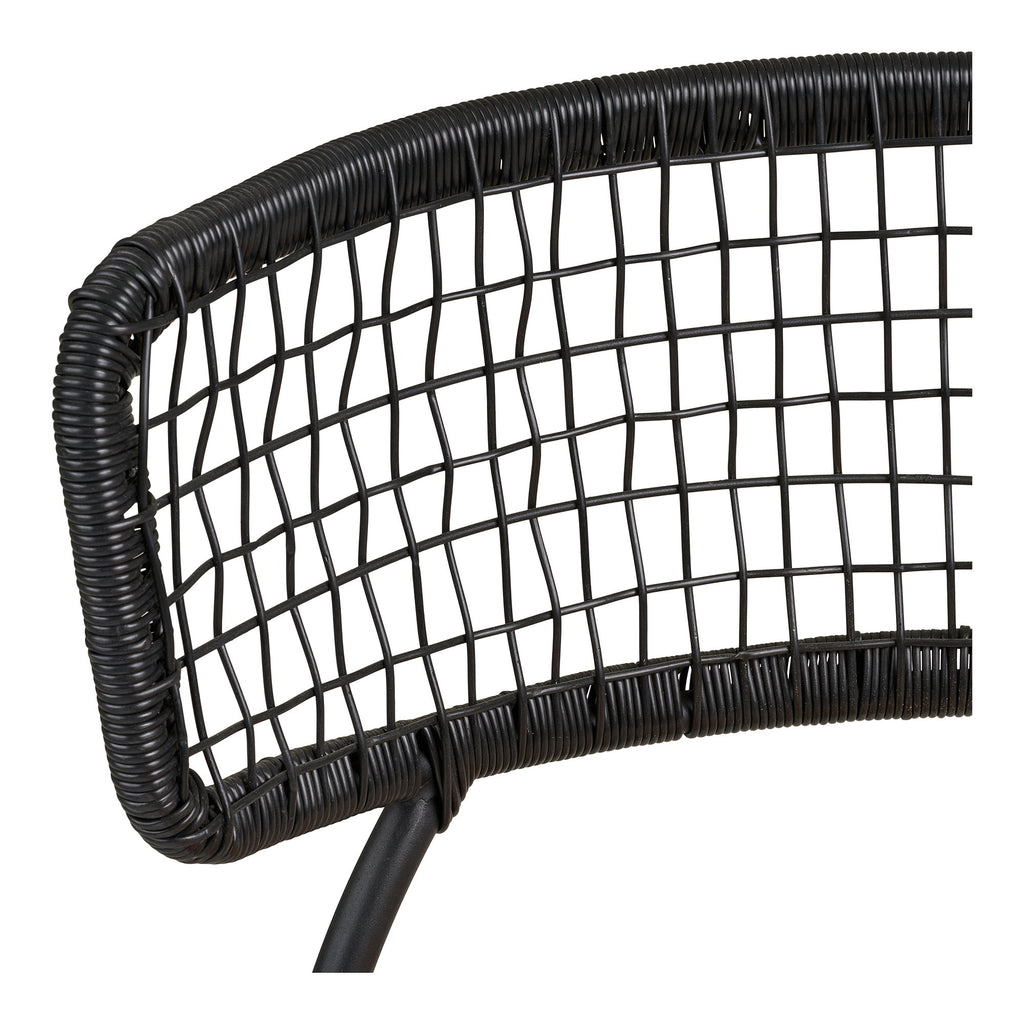 Scaun de dining, tec/poliratan, negru/natur, picioare negre