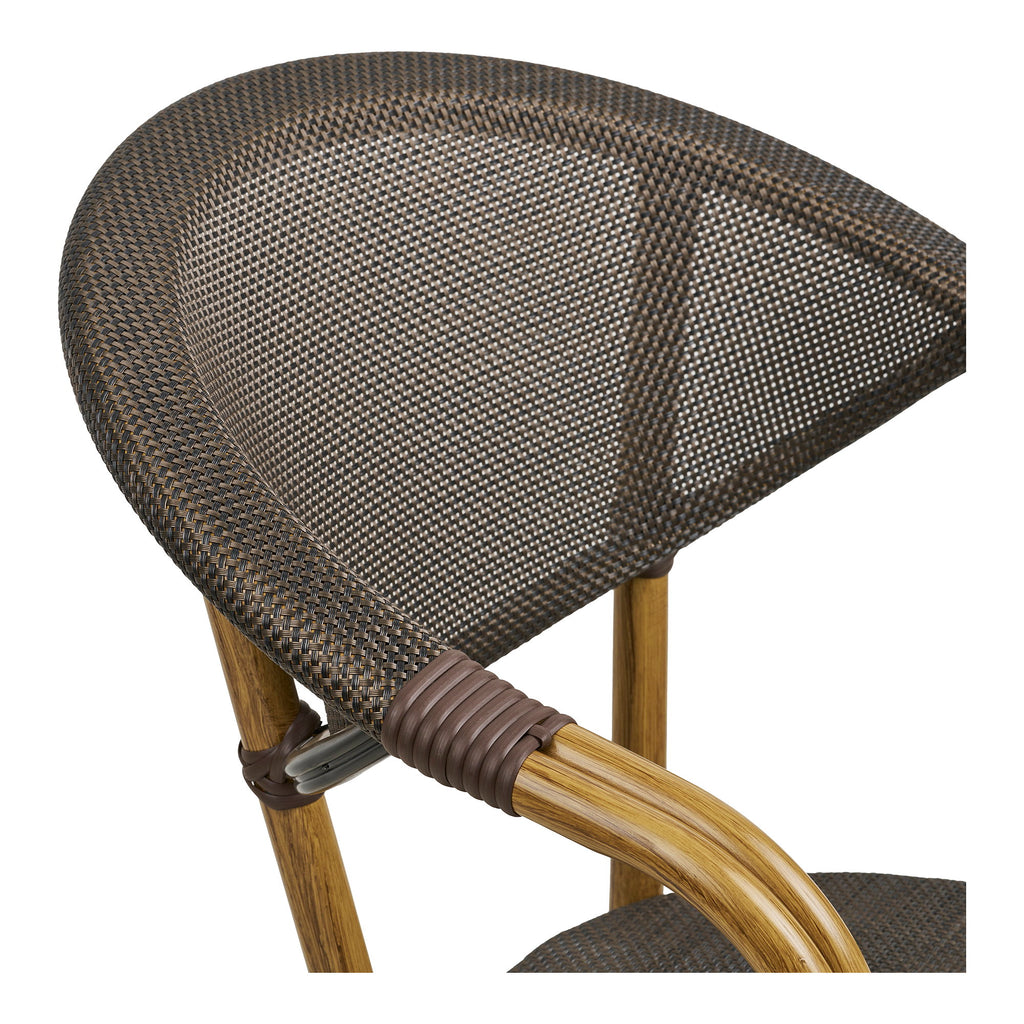 Scaun de dining, aluminiu, textilenă, maro închis, cadru cu aspect de bambus