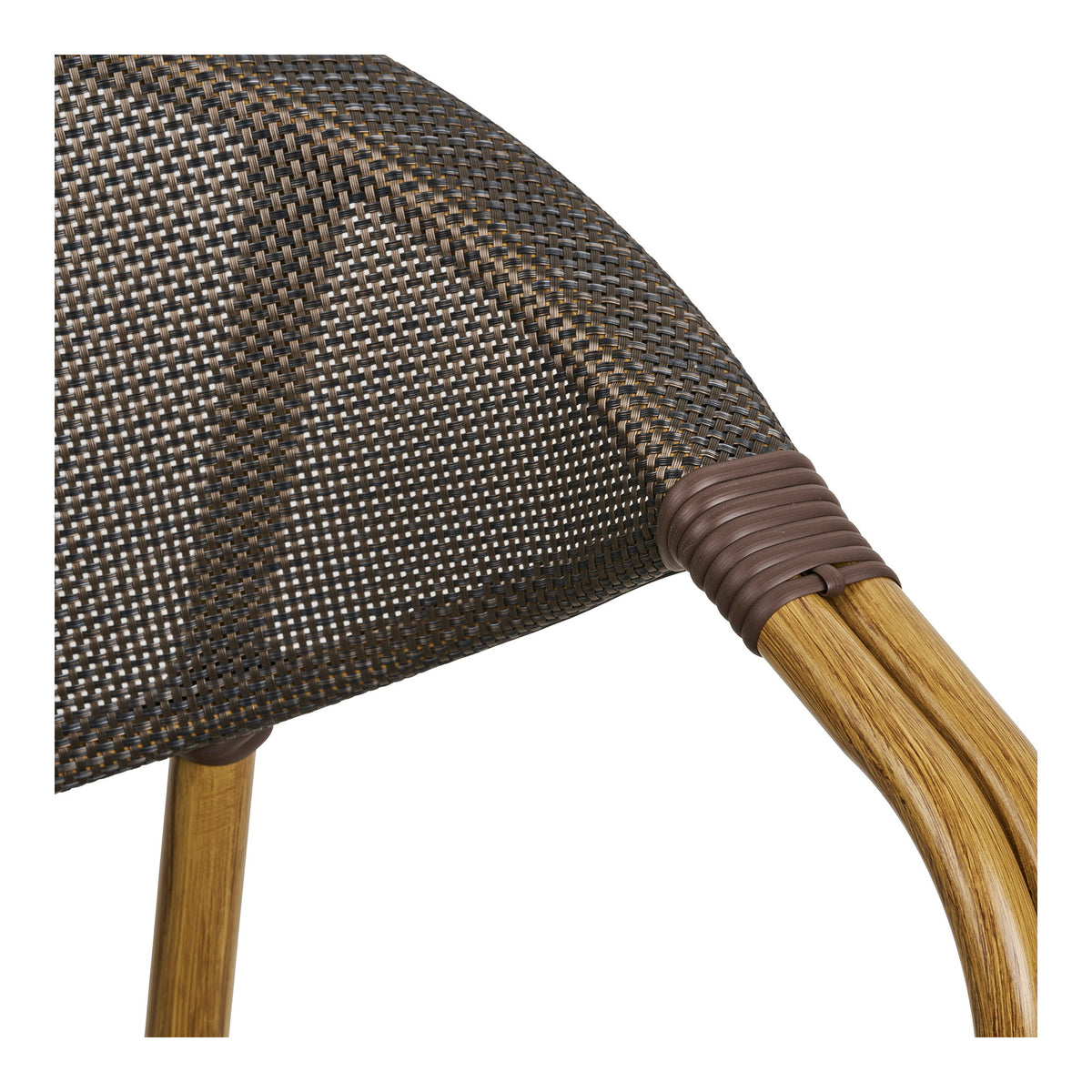 Scaun de dining, aluminiu, textilenă, maro închis, cadru cu aspect de bambus
