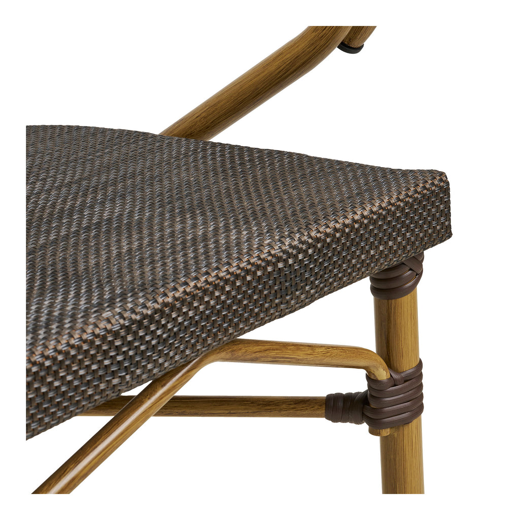 Scaun de dining, aluminiu, textilenă, maro închis, cadru cu aspect de bambus