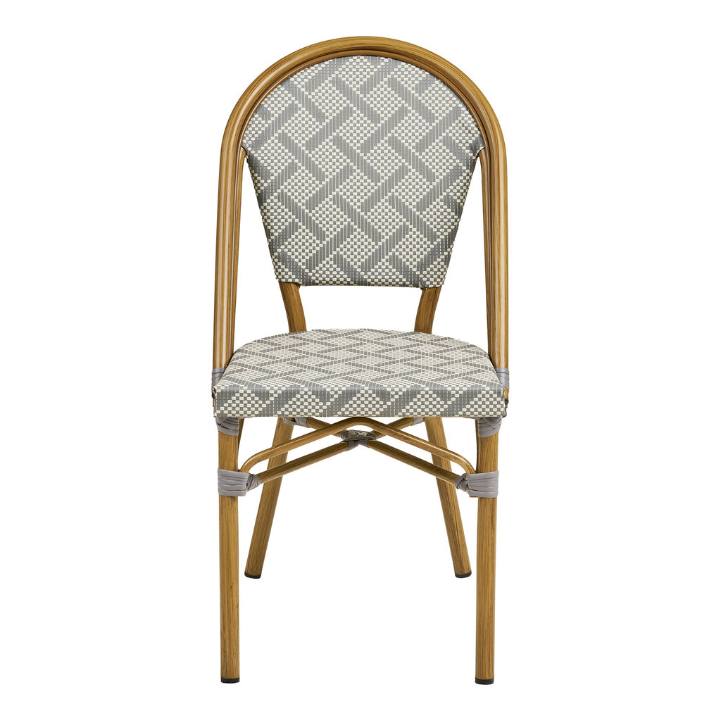Scaun de dining, aluminiu/textilenă, gri, cadru cu aspect de bambus