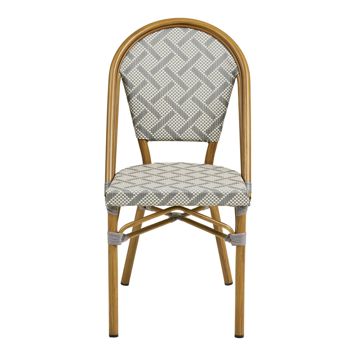 Scaun de dining, aluminiu/textilenă, gri, cadru cu aspect de bambus