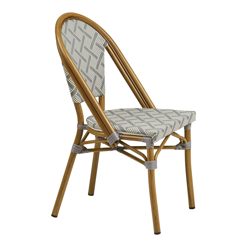 Scaun de dining, aluminiu/textilenă, gri, cadru cu aspect de bambus