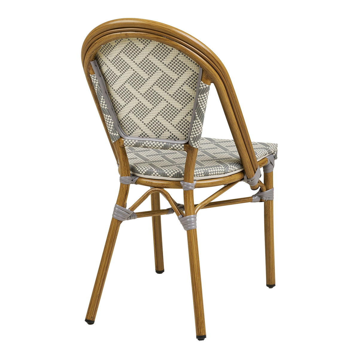 Scaun de dining, aluminiu/textilenă, gri, cadru cu aspect de bambus