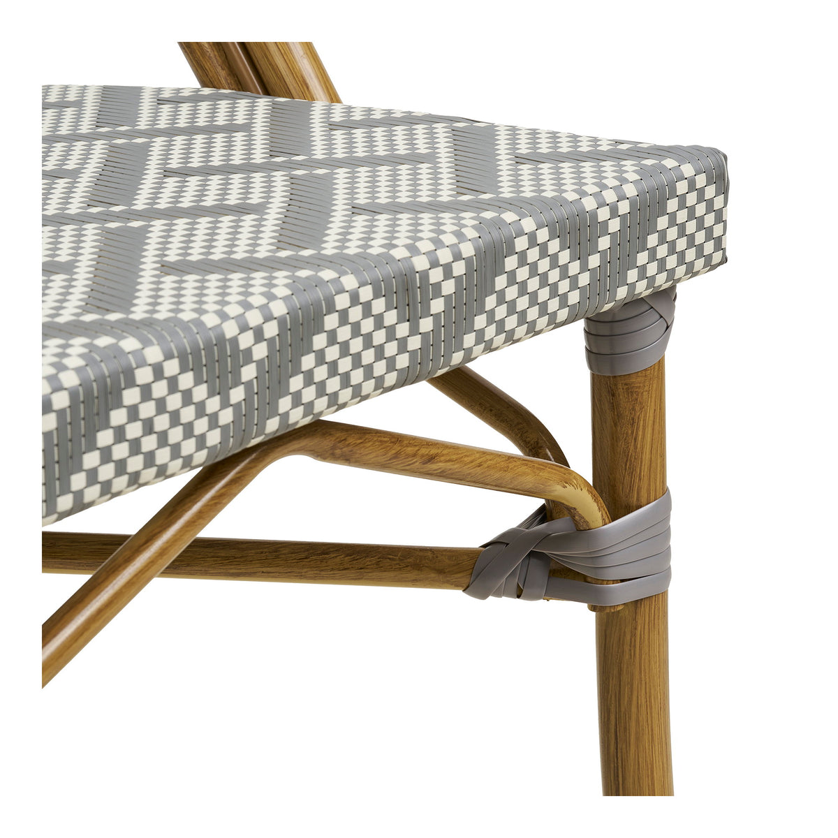 Scaun de dining, aluminiu/textilenă, gri, cadru cu aspect de bambus