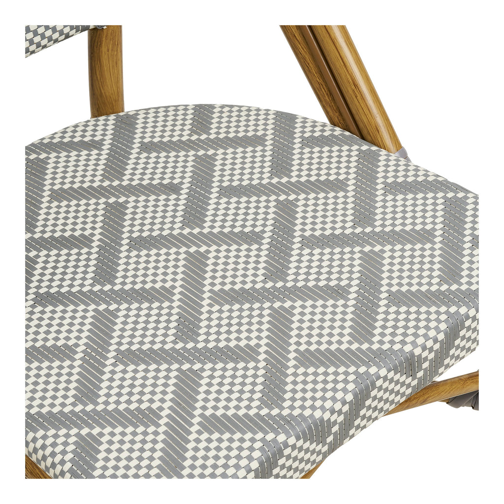 Scaun de dining, aluminiu/textilenă, gri, cadru cu aspect de bambus