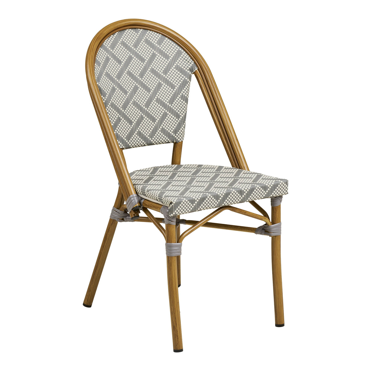 Scaun de dining, aluminiu/textilenă, gri, cadru cu aspect de bambus