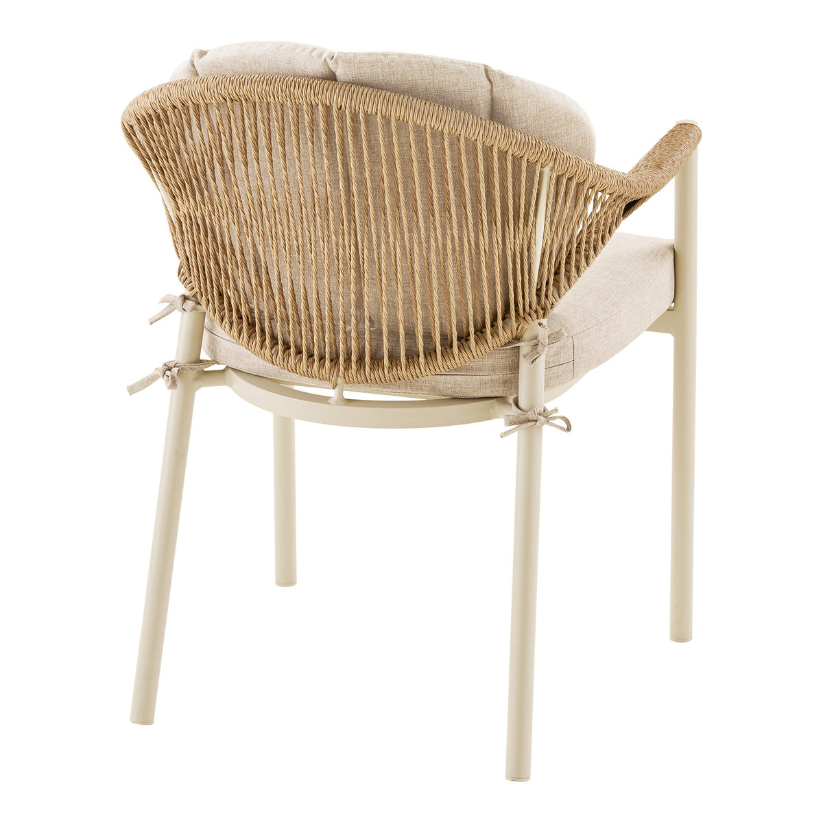 Scaun de dining, aluminiu/poliester/ratan sintetic PE, nisipiu/natur, include pernă