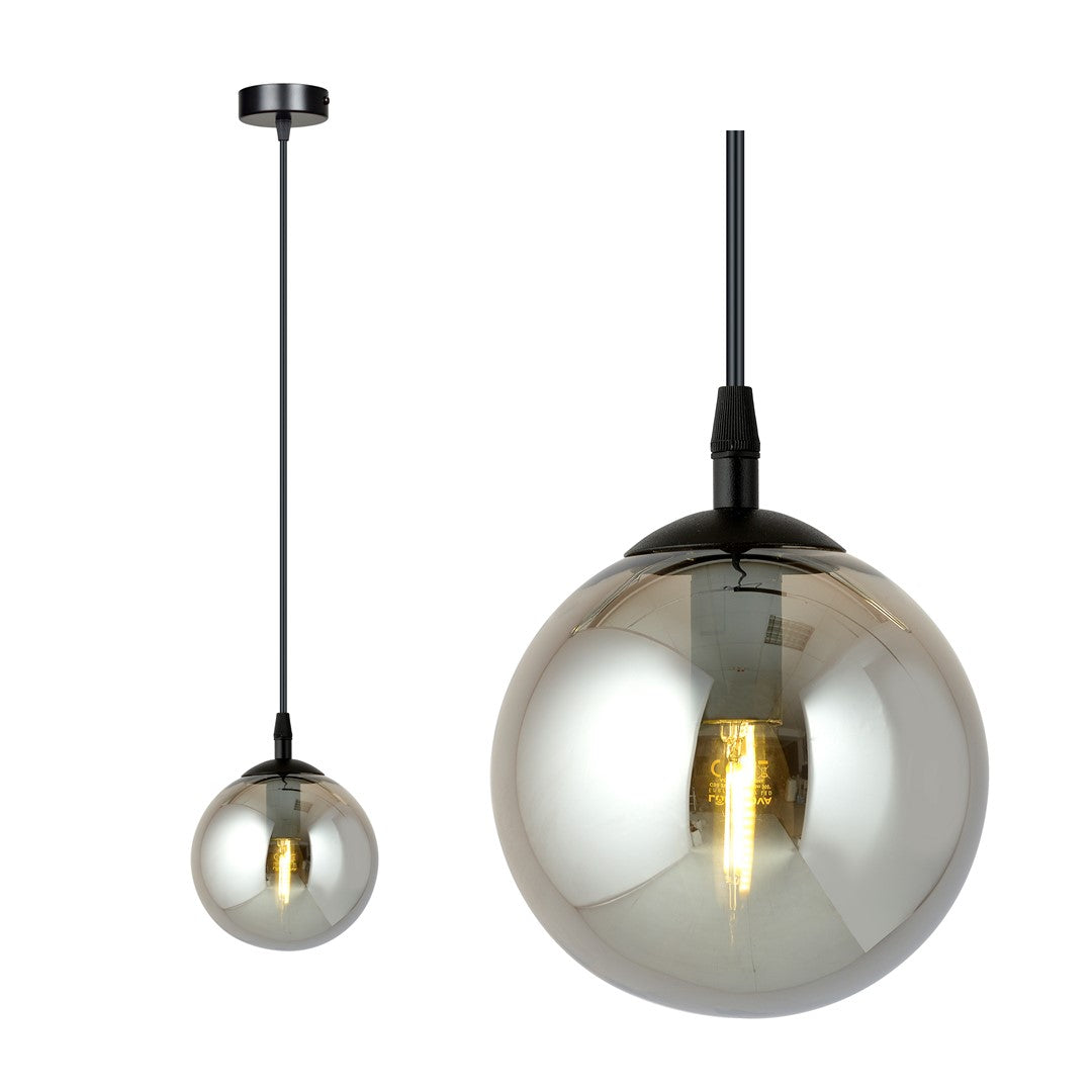 Lampa suspendata din metal negru si sticla graphite Cosmo