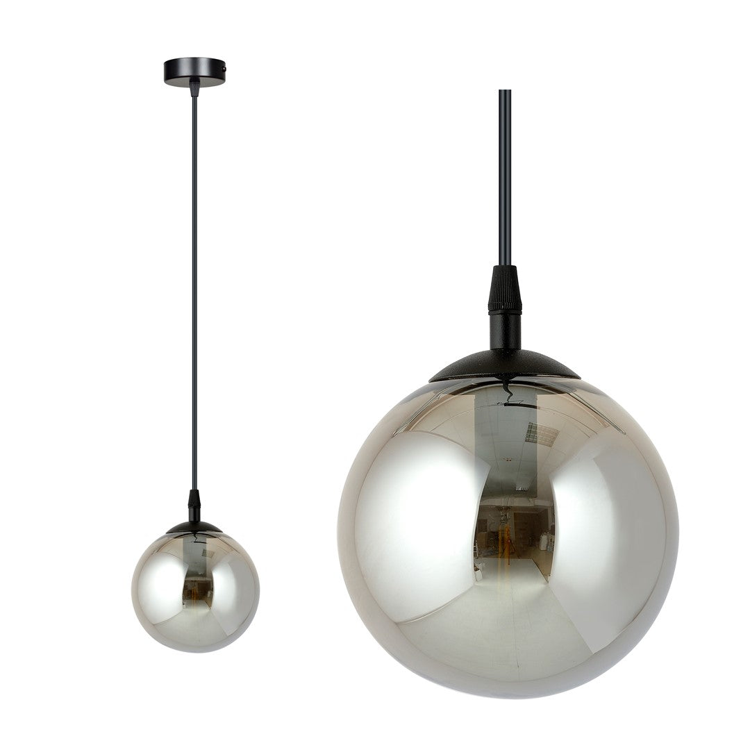 Lampa suspendata din metal negru si sticla graphite Cosmo