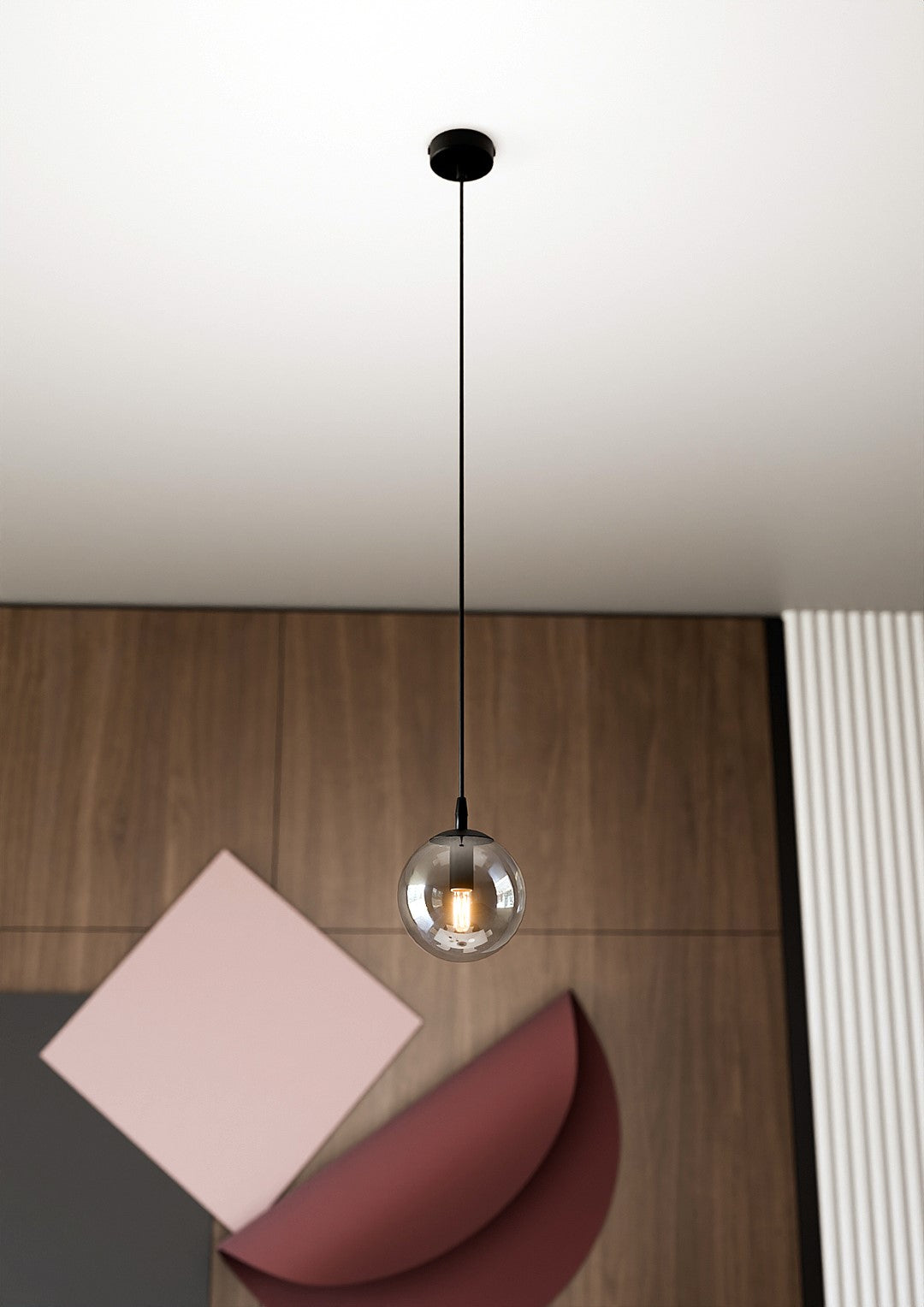 Lampa suspendata din metal negru si sticla graphite Cosmo