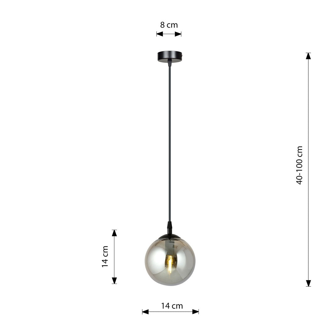 Lampa suspendata din metal negru si sticla graphite Cosmo