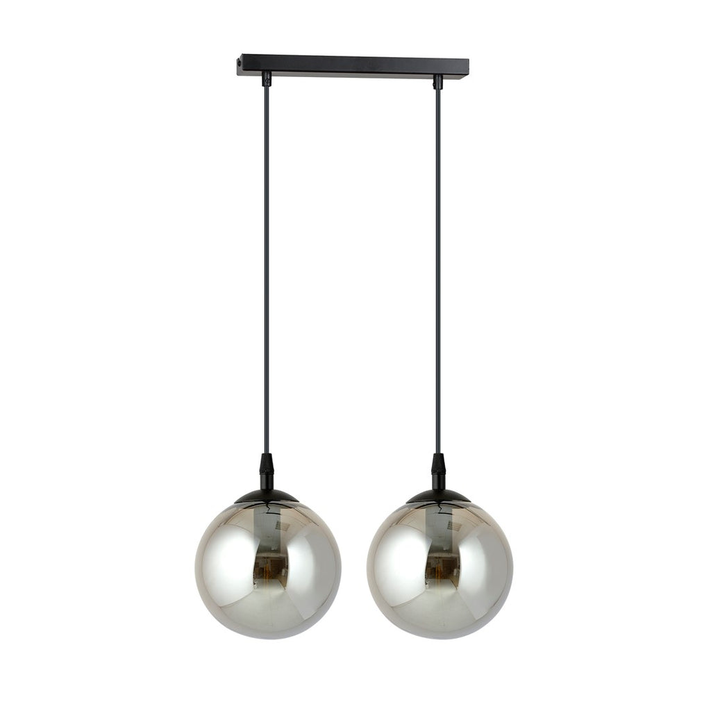 Lampa suspendata din metal negru si sticla graphite 2 lumini Cosmo
