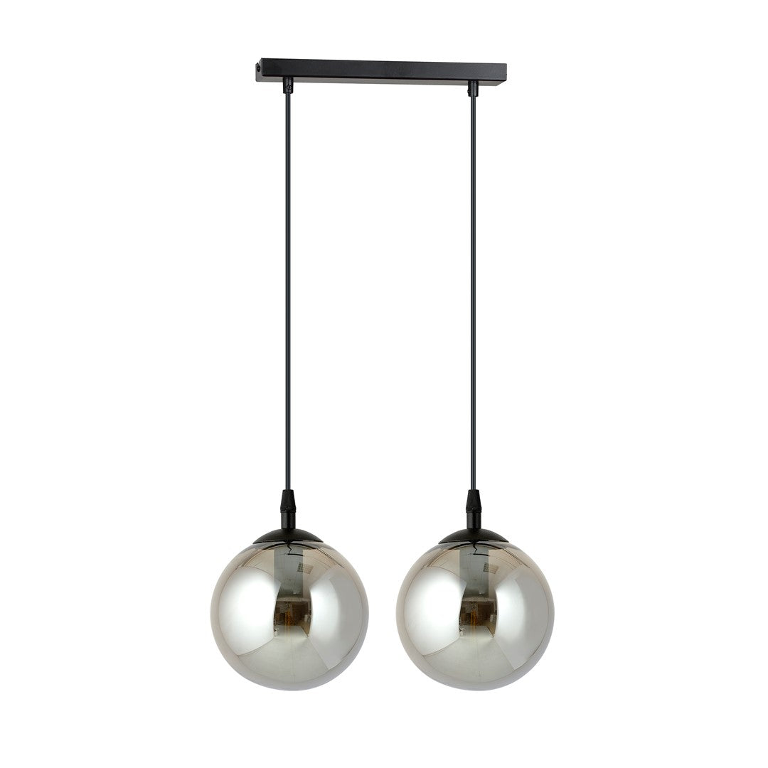 Lampa suspendata din metal negru si sticla graphite 2 lumini Cosmo