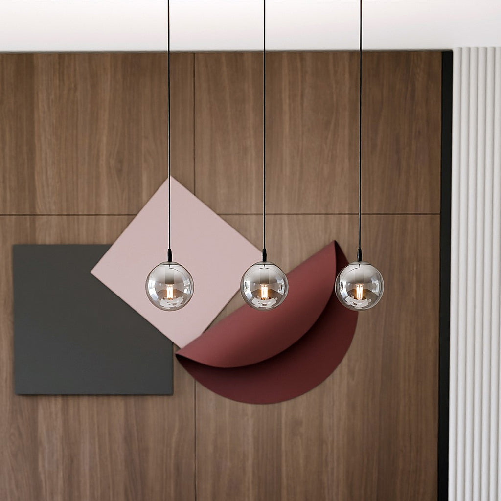 Lampa suspendata din metal negru si sticla graphite 3 lumini Cosmo