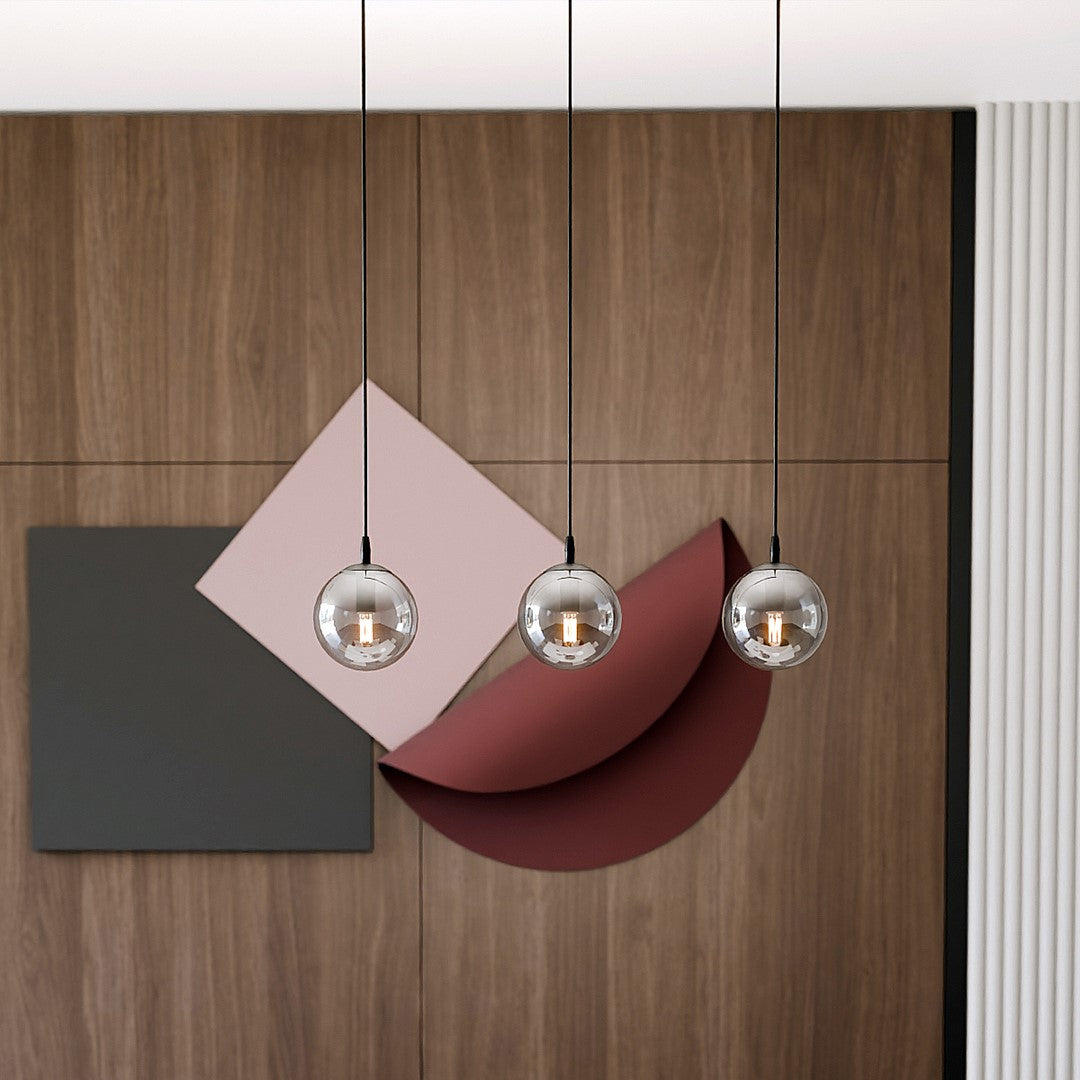 Lampa suspendata din metal negru si sticla graphite 3 lumini Cosmo