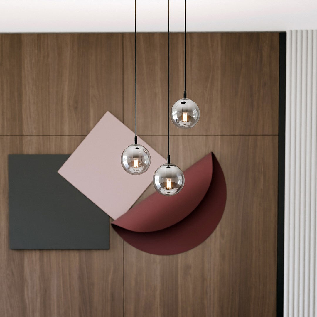 Lampa suspendata neagra cu sticla graphite 3 lumini Cosmo