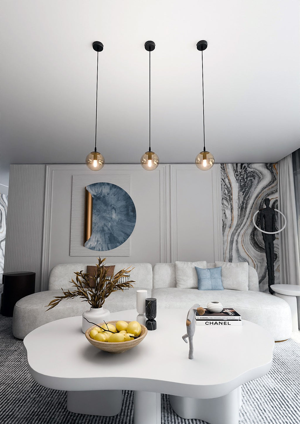 Lampa suspendata din metal negru si sticla honey Cosmo