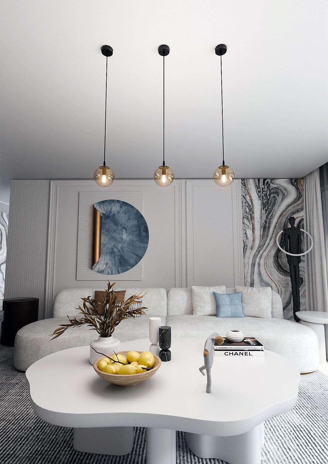 Lampa suspendata din metal negru si sticla honey Cosmo