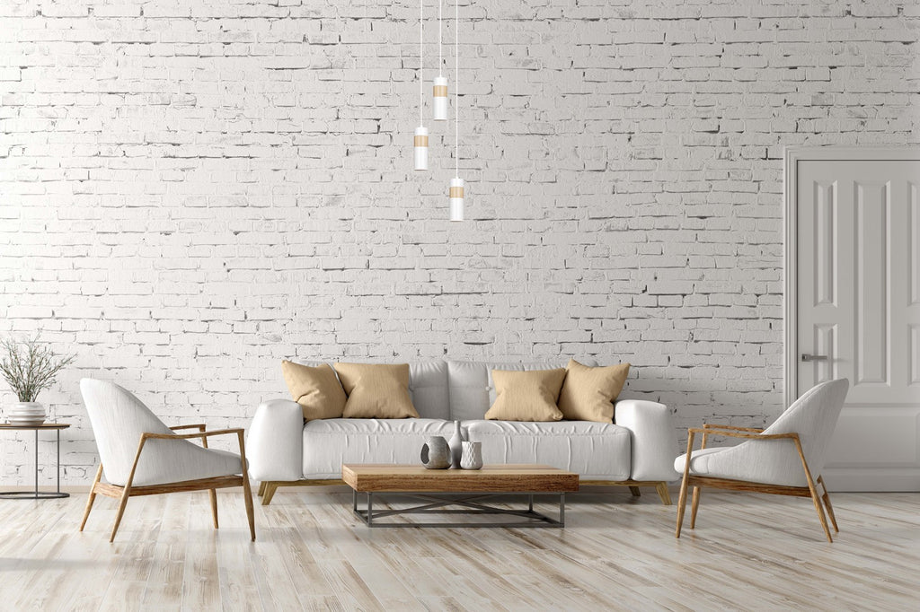 Lampa suspendata alba cu insertie de lemn Akari