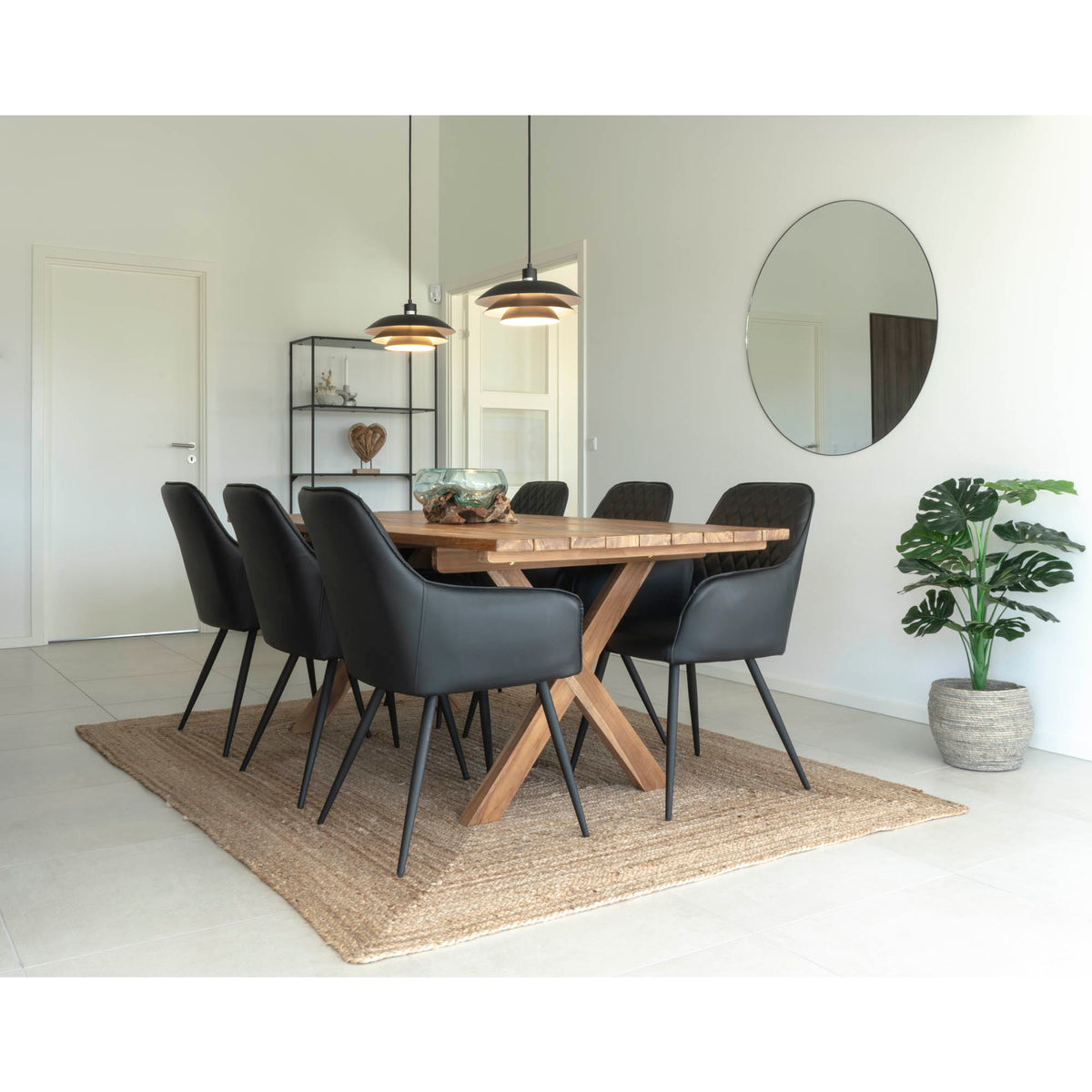 Masă de dining, tec, natur, 200x90x75 cm