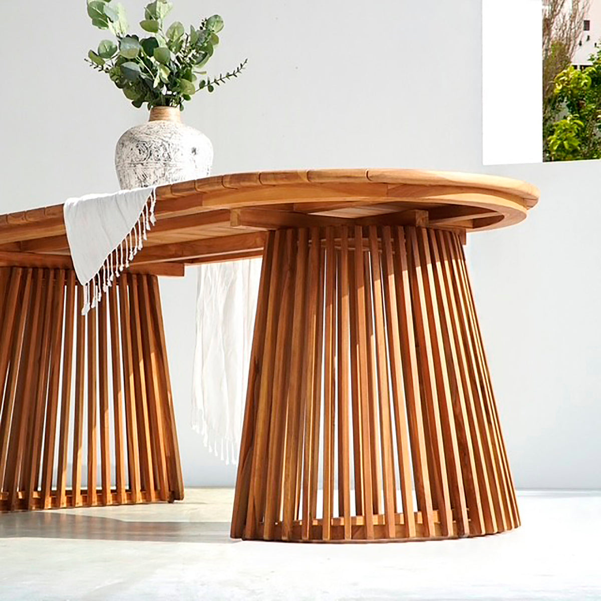 Masă de dining, tec, natur, 90x200x75 cm