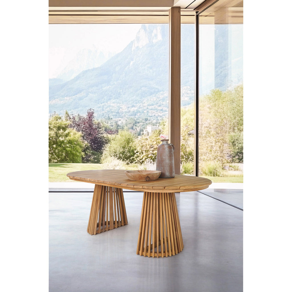 Masă de dining, tec, natur, 100x200x75 cm
