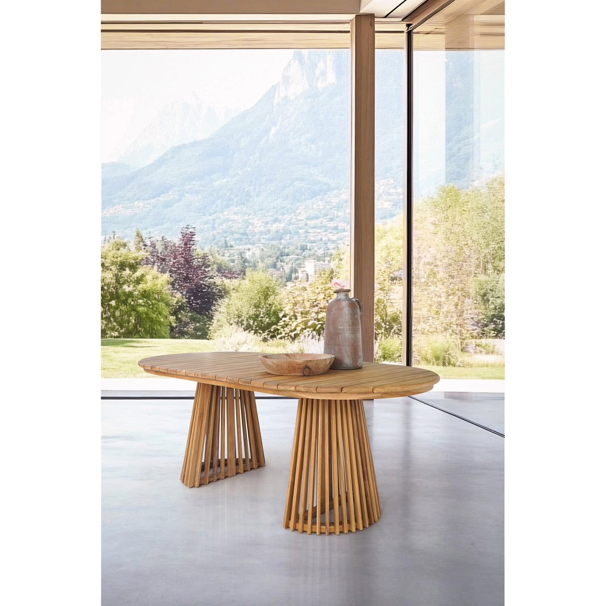 Masă de dining, tec, natur, 100x200x75 cm
