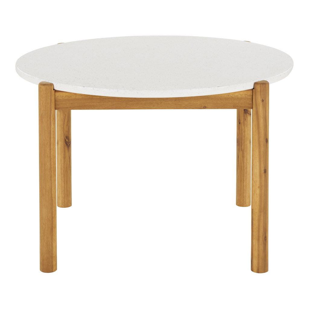 Masă de dining, salcâm/terrazzo, alb/natur, ø120x76 cm