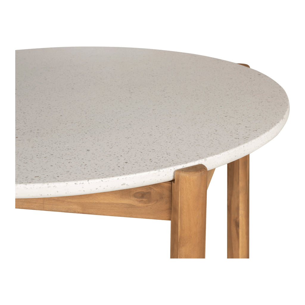 Masă de dining, salcâm/terrazzo, alb/natur, ø120x76 cm